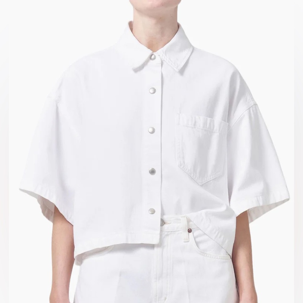 Agolde Rona Box Shirt Denim in Milkshake